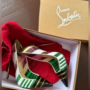Christian Louboutin Bandy rainbow stripe heels pumps